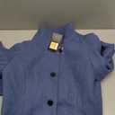 CHARTOU Women Winter Long Pea Coat Wool Blend Stand Collar Single Breast Thicken Blazer Jacket (Large, Blue)