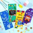 100 Pieces Back to School Cellophane Treat Bags Cute Cartoon Pencil Ruler Book Printed Candy Bags Plastic Goodie Snack Pouches with Twist Ties for Studens First Day of School Party Favor Supplies