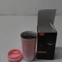 YINBAOGE Insulated Travel Coffee Mug, Spill & Leak Proof, Portable To Go Camping Stainless Steel Coffee Tumbler, Reusable Thermal Coffee Cup with Lid for Hot & Cold Drinks (2nd-Pink White, 17 OZ)