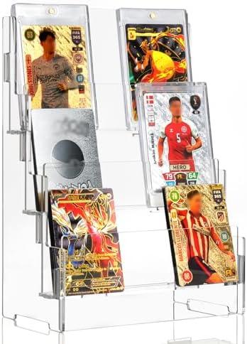 3 Tier Acrylic Trading Card Display Stand Graded Card Display Baseball Card Display Case Sports Card Display Case Magnetic Card Holder Stand Stadium Displays for Trade Shows Vendors Retail (No Cards)