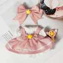 Doll Clothes  Magical Girl Outfit for 17cm LBB, Layered Pink & White Satin Dress with Star Bow, Large Ribbon Headpiece & Magic Wand Accessory Doll Not Included