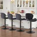 Sweetcrispy Bar Stools Set of 4, Modern Swivel Bar Chairs, Adjustable Fabric Upholstered Barstools Counter Height with Backrest for Bar, Kitchen Island, Dining Room, Black