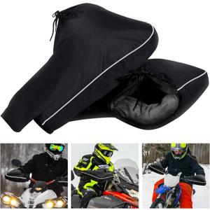 YUNVI ATV Hand Muffs Winter ATV Accessories, Waterproof ATV Gloves, Snowmobile Handlebar Gloves for Men in Cold Weather (Black)
