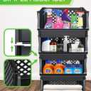 TidyFriend 4 Pk Large Stackable Storage Bins Open Front for Pantry Organizers and Storage, Pantry Storage for Food, Kitchen and Home Organization, Plastic Storage Bins, Dorm Room Essentials (Black)
