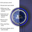 Neon Clock - Retro Bud Light Blue Analog Wall Clock with Pull Chain - for Kitchen, Garage, Game Room, or Home Bar by Trademark Gameroom, 14.5" X 14.5" X 3"