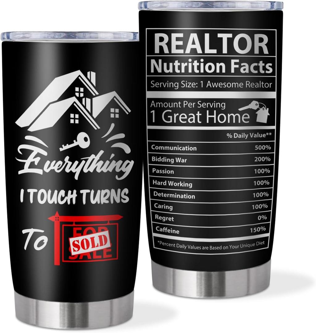 Realtor Gifts, Closing Gifts For Realtors, Gift For A Real Estate Agent Tumbler 20oz, Realtors Presents For Women Men, Funny Real Estate Presents Christmas, Salesman Birthday Gift Ideas