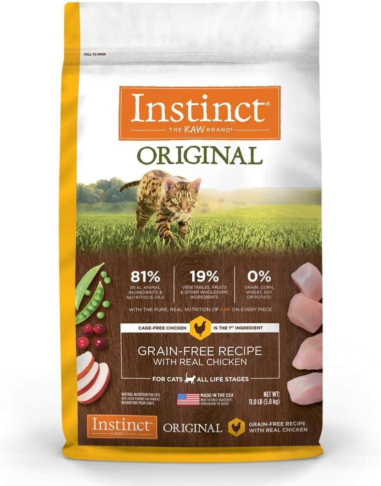 Instinct Original Dry Cat Food, Raw Coated Kibble, High Protein, Grain Free Recipe - Real Chicken, 11 lb. Bag (EXP 07/22/26)