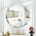 Suidia Bathroom Mirror, 24"x 24" Wall Mirror, Frameless Bathroom Mirror with Beveled Edge for Bedroom, Living Room, Entryway, Hallway, Round Shape