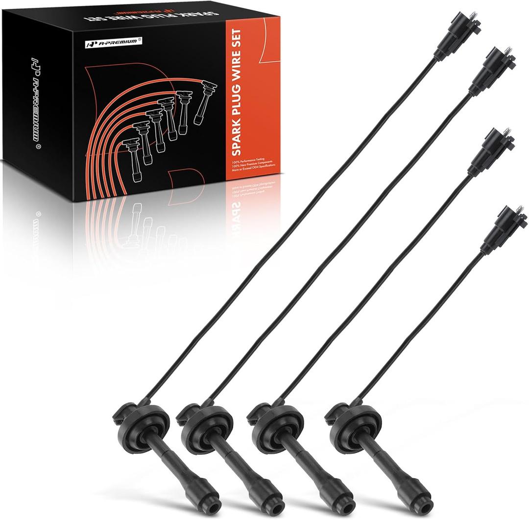 A-Premium Ignition Spark Plug Wires Set of 4 Compatible with Toyota Corolla 1998 1999 2000 2001 2002 L4 1.8L