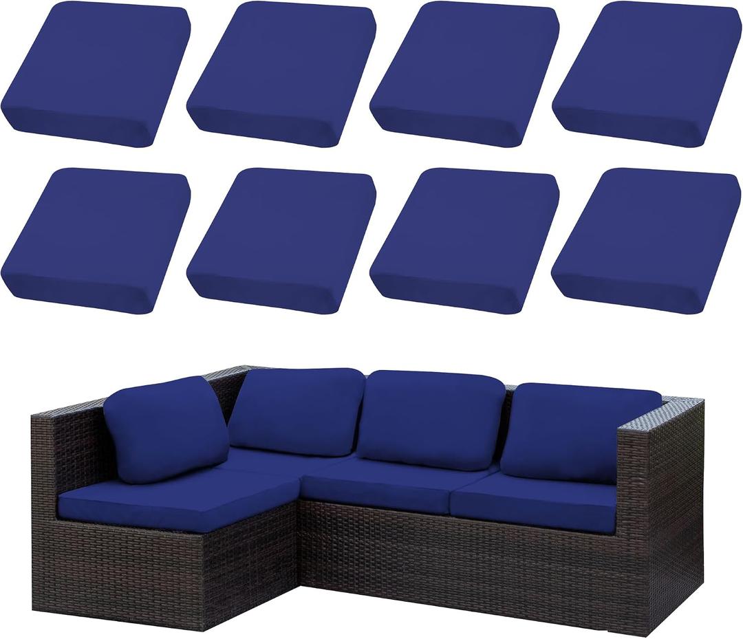 Outdoor Cushion Covers Set,8PCS Patio Furniture Couch Seat Slipcovers, Replacement for Sofa Sectional Chair(CoverOnly)