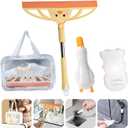 3-in-1 Bath&Kitchen Cleaning Set,Shower Squeegee for Shower Doors, Bathroom,Window and Car Waterproof Bag, Hair Catcher, Suction Cup Shower Head Holder for Deep Cleaning