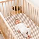 lulumoon Fitted Crib Sheets 2-Pack: Soft Muslin Cotton for Standard Crib - Vintage Plaid Pattern for Baby Boys Girls Nursery Bedding & Gift
