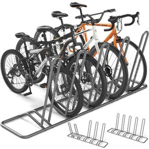 XCSOURCE Bike Parking Stand, Bike Rack Bicycle Floor Parking Stand for 5 Bikes, Adjustable Dual Purposes Bike Storage Holder for Garage, 2 Extra Floor Anchor Brackets, Indoor & Outdoor