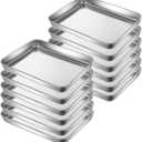 12 Pcs Stainless Steel Baking Sheet Pan Set, 9 x 7 x 1 Inch Stainless Steel Baking Tray Cookie Sheet Baking Pan Metal Baking Pan Oven Tray Cake Toaster for Baking,Dishwasher Safe