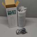 32 oz Glass Water Bottle with Straw and Handle, Sports Motivational Water Flask with Silicone Sleeve, Large Leakproof Water Flask Cup with Time Marker for Travel, Gym, Black