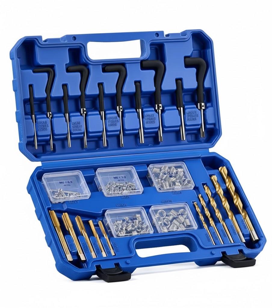 Orion Motor Tech 144pc Thread Repair Kit, Metric Helicoil Repair Kit with HSS Drill Bits Taps Inserts, Auto Rethreading Restorer Tool Kit in 1/4" 5/16" 3/8" 7/16" 1/2" & M5 M6 M8 M10 M12 Sizes 