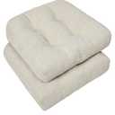 downluxe Chair Cushions for Dining Chairs 2 Pack, Tufted Indoor Chair Pads with Non-Slip Bottom, U-Shaped Kitchen Chair Cushions, 17"x17"x4", Beige