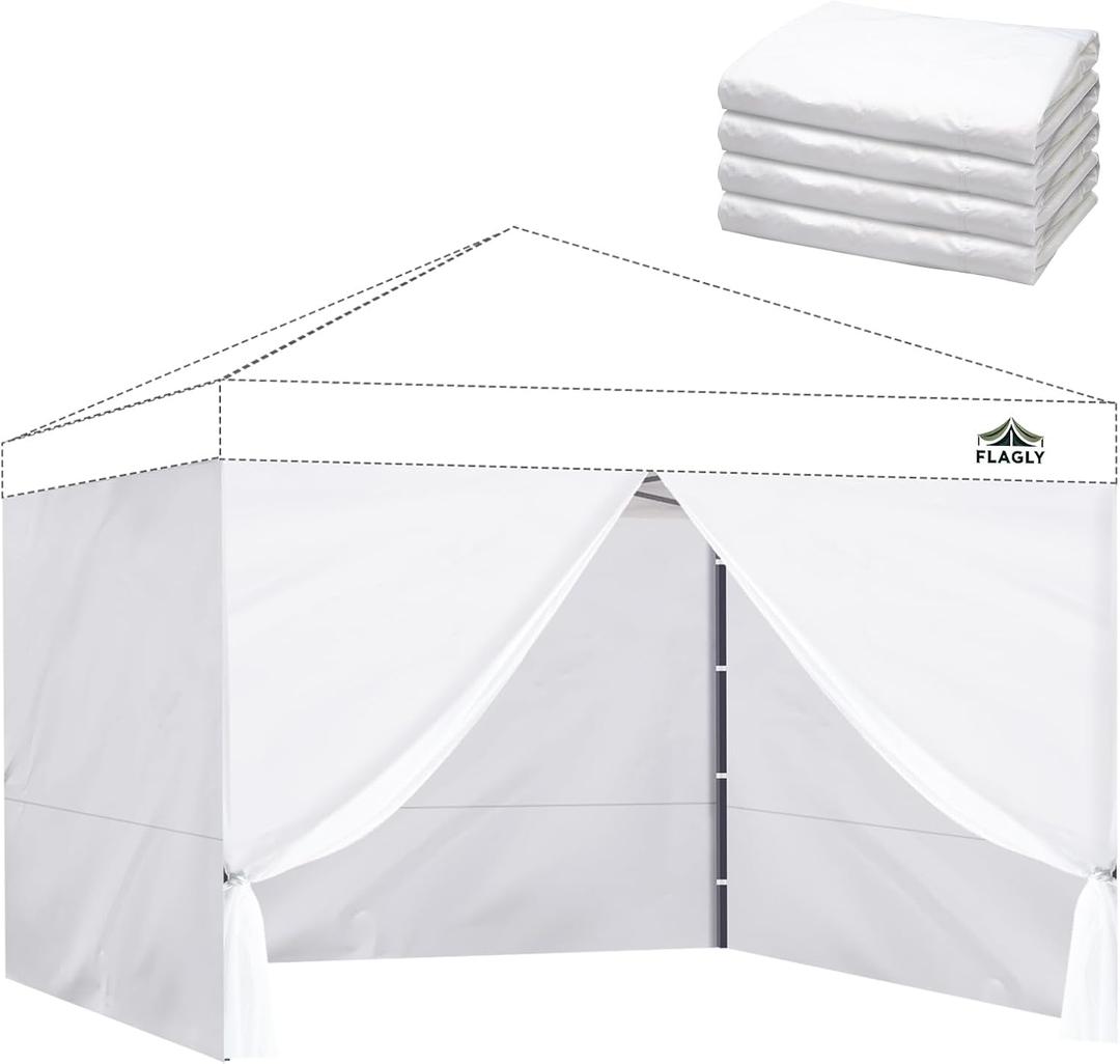 Instant Canopy Sidewalls for 10x10 Pop Up Canopy Tent, 300D Waterproof Material for Outdoor Events, Vendor Booths, and Privacy (Sidewalls Only, Canopy Not Included) (White)