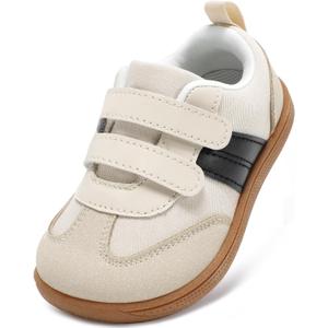 STQ KIDS Toddler Wide Toe Box Shoes:Boys Barefoot Shoes Kids Walking Shoes Boy Sneakers Non-Slip Zero Drop Shoes,Toddler First Walking Shoes Comfort Tennis Outdoor Activities (Beige White) Toddler 7