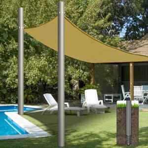 Shade Sail Poles, Heavy Duty Sun Shade Poles, Screw in Poles for Sun Shades Outdoor, 12 Ft Sun Shade Sail Poles with D-Clamps, 2.28" Sun Shade Pole Kit for Ground Soil Backyard, 2 Packs, 12 Ft Double Poles