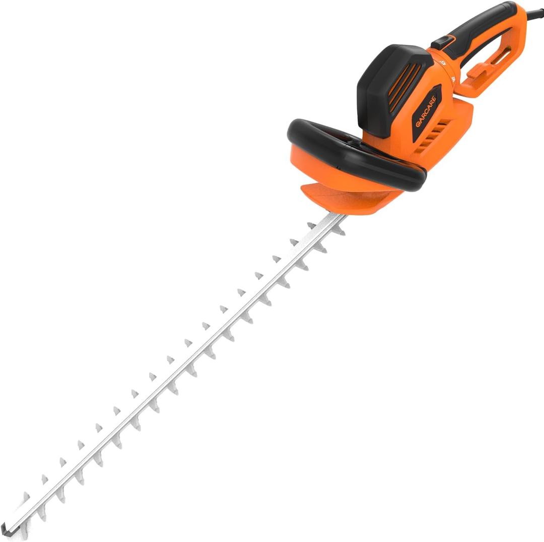GARCARE 24-Inch Corded Hedge Trimmer Electric 680W 180° Rotating Handle | Dual-Action Blades for Precise Trimming, Lightweight, Handheld Bush Trimmer for Hedges & Shrubs