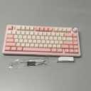 AULA F75 75% Wireless Mechanical Keyboard, Hot Swappable Pink Creamy Keyboard, Pre-lubed Linear Switches, PBT Keycaps, 2.4GHz/Type-C/BT5.0, RGB Backlit Computer Gaming Keyboards for Office/Laptop/PC