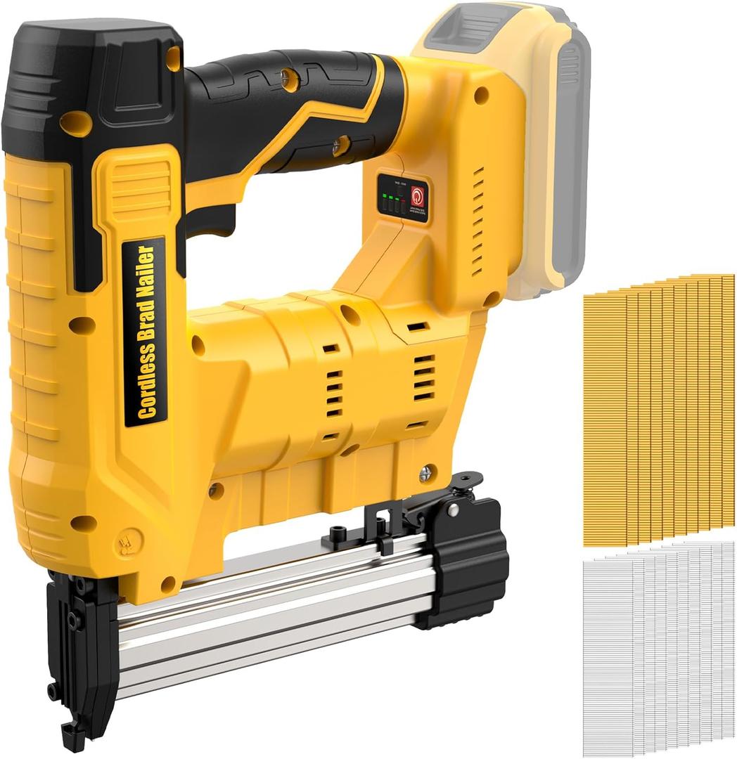 18 Gauge Cordless Brad Nailer & Staple for Dewalt 20V MAX Battery(No Battery), 2 in 1 Electric Nail with 1000 Brad Nails and 1000 Staples for Home Improvement, DIY and Woodworking