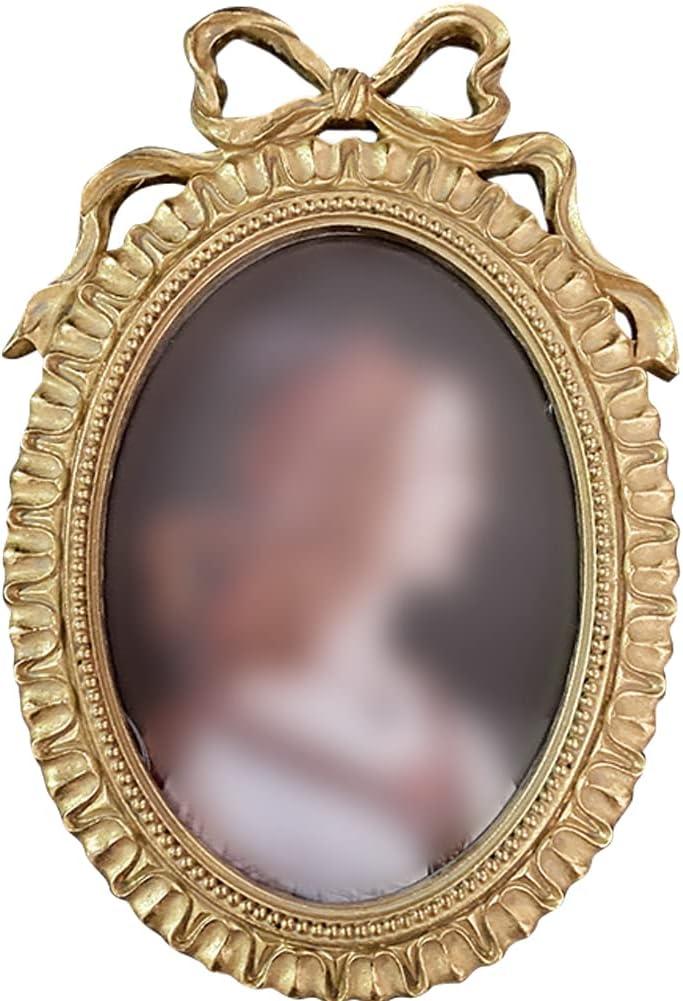 WAYUTO Vintage Picture Frame 5x8 Inch Room Decor Antique Photo Frames with Glass Front Photo Display Tabletop Wall Hanging Gift Ideas Gold Bowknot