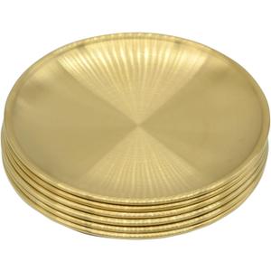 6 Pcs 5.5 Inch Circular Trinket Tray, Gold Stainless Steel, for Serving Trays Towel Storage Dish Plate Tea Fruit Trays Jewelry Plate Decorative Storage Tray (5.5 Inch, Gold)