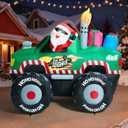 7 FT Long Santa in Monster Truck Christmas Inflatables Outdoor Decorations, Christmas Blow Up Santa Claus Yard Decorations for Garden Lawn Xmas Decor