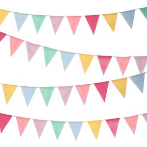 Boao 48 Pieces 36 Feet 4.9x6.7 Inch Colorful Pennant Flags Banner Imitated Burlap Bunting Banner Triangle Flag Garland for Classroom Birthday Carnival Wedding Party and Festival Decor(Pastel Color)