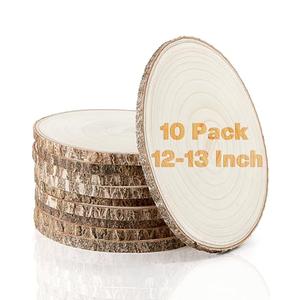 Set of (9) 12-13 Inches Large Wood Slices, Wood Centerpieces for Tables, Wood Slices for Centerpieces, Unfinished Wood Rounds for Wedding, Baby Shower, Party, Natural Paulownia Wooden Slabs