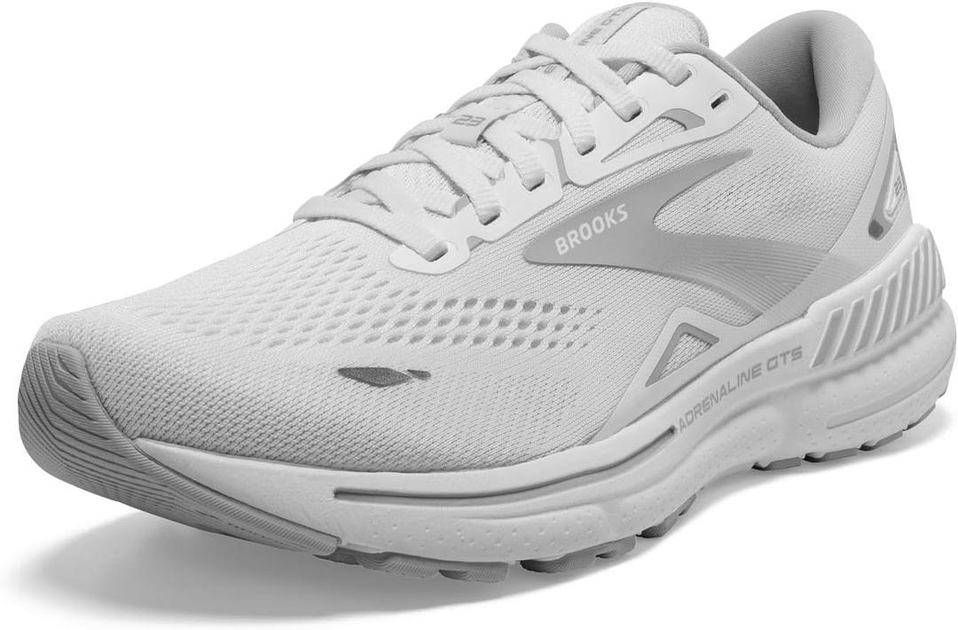 Brooks Womens Adrenaline GTS 23 Supportive Running Shoe (7, White/Oyster/Silver)