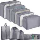 Packing Cubes for Travel-10 Set Luggage Organizer Bags for Family, Mesh Breathable Packing Cubes for Suitcases Durable Travel Essentials Bags Set (Grey)