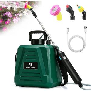 2026 New Battery Powered Sprayer 2 Gallon, Powerful Sprayer with 3 Mist NozzlesRetractable WandUSB-Charging Controller, Weed Sprayer with Adjustable Shoulder Strap for Courtyard, lawns and Garden
