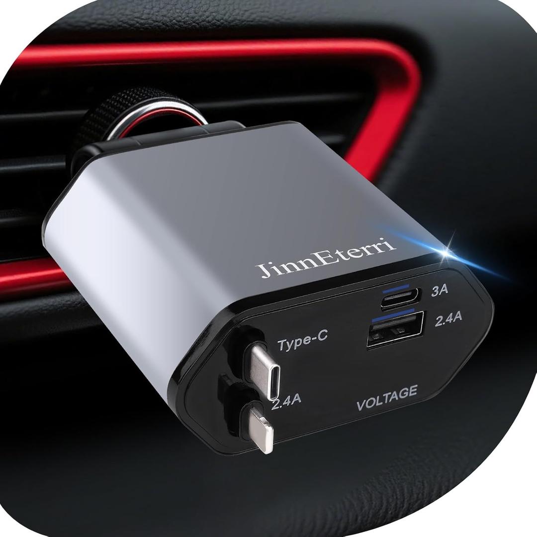 69W Retractable USB C Car Charger - Fast Charging Adapter for iPhone 17/17 Pro Max/16/15/14/13/12, Samsung S25 - Car Accessories, Travel Essentials, Ideal Gifts for Men & Women