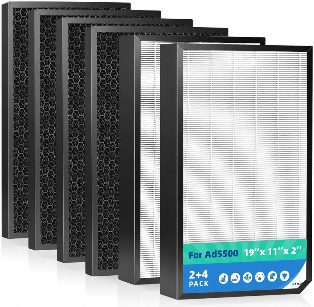 for AD5500 Replacement Filter for AirDoctor 5000,5000H, 5500, 5500i 6-Pack
High-Density Mechanical Media for Wildfire Smoke, Pet Dander & Cooking Odors