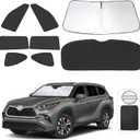 TINGLU Window Shades 8PCS for Toyota Highlander 2020-2026 Accessories Car Side Full Windows Rear Triangular Windshield Sun Shade Sun UV Rays & Privacy Protection for Camping,Napping,and Relaxing