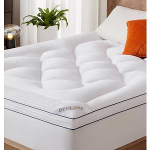 BEDLORE Queen Mattress Topper, Thick Pillow Top Bed Cover for Back Pain Relief, Soft Mattress Pad with Deep Pockets 6-18 inch