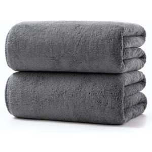 Towels 2 Piece Soft Microfiber Bath Towel Set Salon Gym Yoga Travel Super Absorbent Lightweight Quick Dry and Durable, 55" L x 27" W, 2 Pack Dark Grey