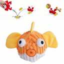 Interactive Squeaky Dog Chew Toy,No Stuffing Interactive Chew Toy for Small Medium Large Dogs, Training Reward Gift for Pets(Yellow Fish)