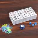 ZGME American Mahjong Set,166 White Tiles with Blue Bag and Accessories,4 Transparent All-in-One Mahjong Racks with Pushers,Complete Mahjong Set