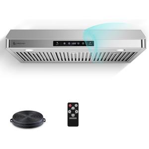 36" Under Cabinet Range Hood, 700CFM Powerful Kitchen Vent Hood with 3-Speed Exhaust Fan Touch/Remote/Gesture Controls,LED Lights, Timer Setting & Dishwasher-Safe Baffle Filters, Dual Fans