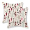 JEFERSO Christmas Pillow Covers 18x18 Inch Set of 2 Colorful Red Grey Geometric Christmas Tree Throw Pillows Xmas Outdoor Decorations Pillow Cases Farmhouse Winter Cushion Covers for Couch Home Decor
