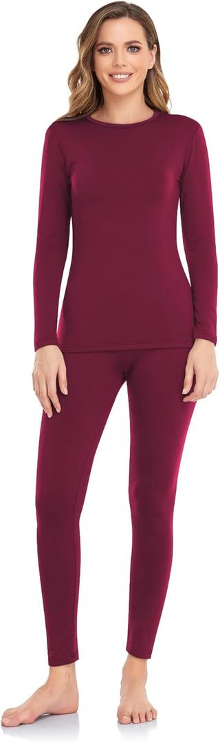 WEERTI Thermal Underwear for Women Long Johns with Fleece Lined Base Layer Women Cold Weather Top Bottom (Large, Red)