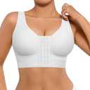 FeelinGirl Post Surgery Bras Front Closure Compression Bra Mastectomy Bras Surgical Wireless with Adjustable Straps, M