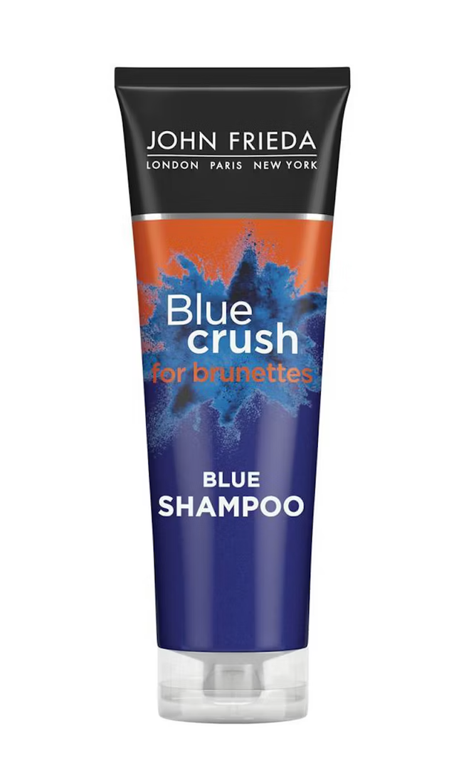 John Frieda Blue Crush Blue Shampoo for Brunettes, Crush Brassy Hair Tones for Brunettes, 8.3 oz 
