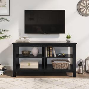 Panana Modern 43.3" Entertainment Center TV Stand with 4 Open Shelves, for 50 Inch TVs, Media Console for Living Room, Bedroom (Black)