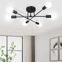 CANMEIJIA Modern Sputnik Chandelier Ceiling Light Fixture with 6 Lights Black Mid Century Ceiling Mount Lights Fixture for Bedroom, Dining Room, Living Room, Kitchen, E26 Base, Bulbs Not Included