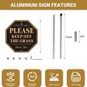 2 Pack Keep Off Grass Sign for Yard, Do Not Walk On Grass, 10''X10'' Sturdy Rust Free Aluminum Metal Signs With 28" Metal Stakes, No Dog Poop Lawn Signs, Fade Resistant, Weatherproof, Easy to Mount